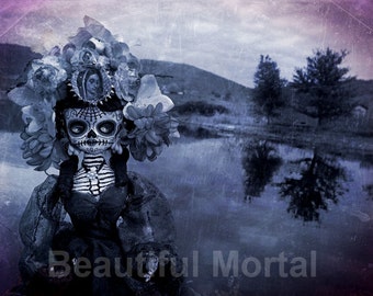 Beautiful Mortal Dia De Los Muertos Creepy Landscape Doll PRINT 556 by Michael Brown