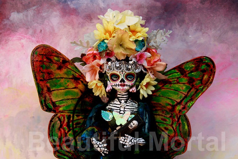 Beautiful Mortal Day of the Dead Butterfly Princess Doll Canon PRINT 554 Reproduction by Michael Brown image 1