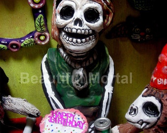 Beautiful Mortal Dia De Los Muertos Birthday Skeleton PRINT 477 Reproduction