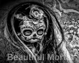 Beautiful Mortal Dia De Los Muertos Sugar Skull Doll PRINT 555 by Michael Brown