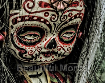 Beautiful Mortal Dia De Los Muertos Tattooed Doll Doll Canon PRINT 339 Reproduction by Michae Brown