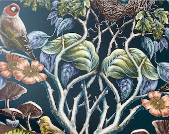 SAMPLE Raven&#39;s Wing Wild Hedgerow Wallpaper, Wallcovering, Luxury, Home Decor, Vintage, dark, witchy Victorian Renovation, William morris.
