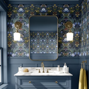 Bloomsbury Moth Wallpaper. Maximalist Arts and Crafts Wallcovering, Luxury Wallcovering, Victorian Decor, William Morris Inspired, Dramatic