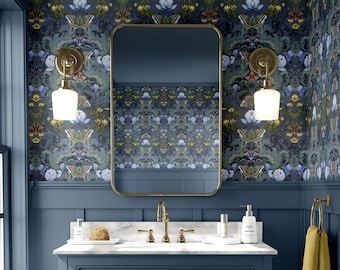 Bloomsbury Moth Wallpaper, Maximalist Arts and Crafts Wallcovering, William Morris Inspired, Victorian Decor