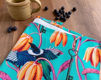 Magpie Fritillary Organic Cotton Tea Towel: Colorful Kitchen Decor