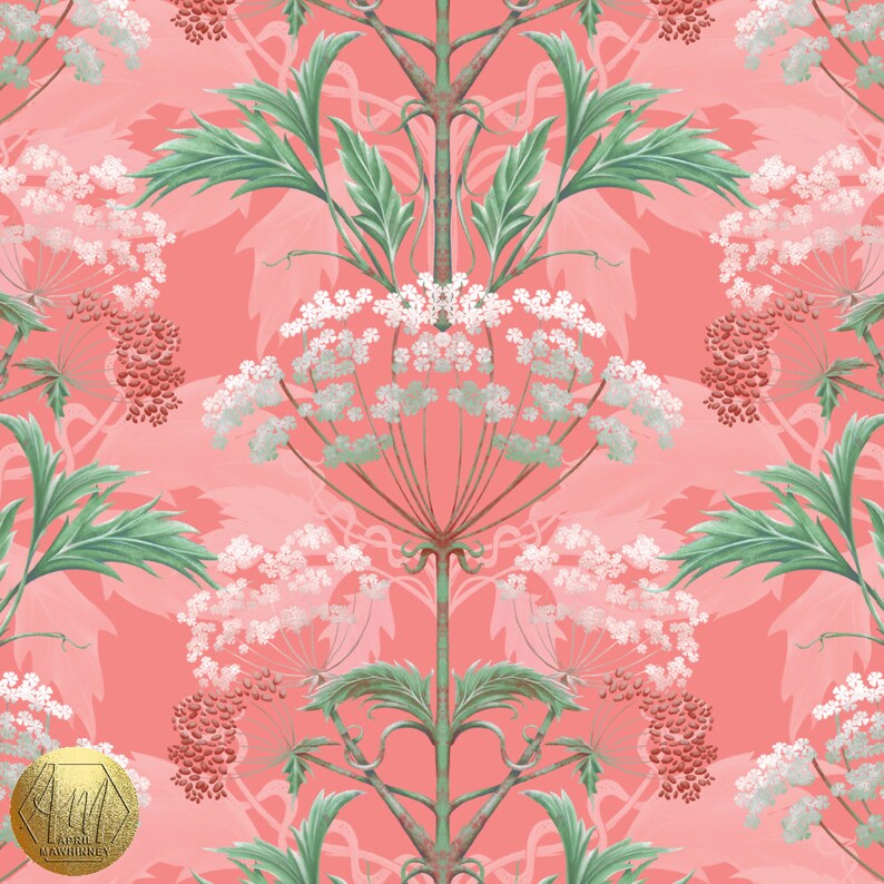 Linen Hemlock 'Pimpernel Pink' fabric, William Morris Decor, Maximalist, Victorian, Soft furnishing, Upholstery, Luxury, Bold interiors. image 3