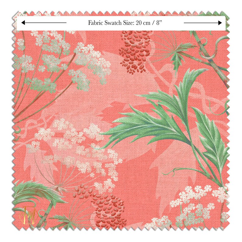 Linen Hemlock 'Pimpernel Pink' fabric, William Morris Decor, Maximalist, Victorian, Soft furnishing, Upholstery, Luxury, Bold interiors. image 4