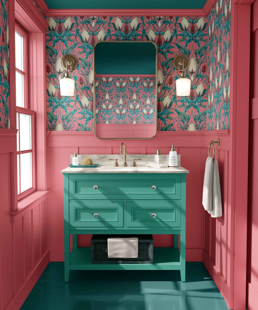 Peel and Stick Penicillin Pink Lords and Ladies Wallpaper, Botanical ...