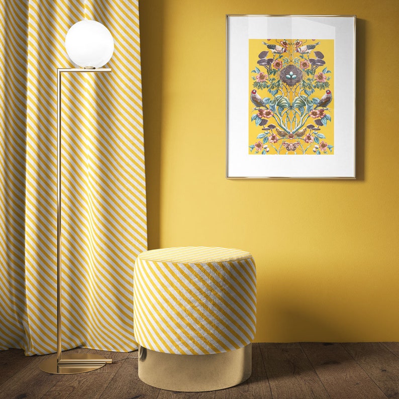 SAMPLE Linen Catkin Yellow Diagonal Striped Fabric, diagonal, Maximalist, Candy, Big Top, soft furnishing, upholstery, Home decor, Nursery image 2