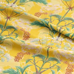 Linen Hemlock 'Catkin' fabric, Yellow, William Morris Decor, Maximalist, Victorian, Soft furnishing, Upholstery, Luxury, Bold interiors image 1