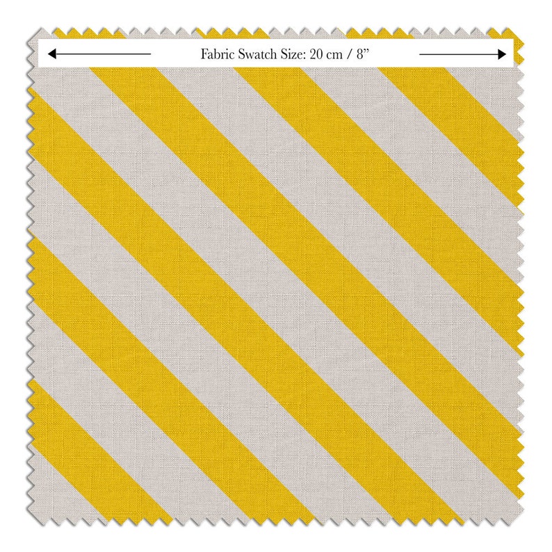 SAMPLE Linen Catkin Yellow Diagonal Striped Fabric, diagonal, Maximalist, Candy, Big Top, soft furnishing, upholstery, Home decor, Nursery image 1