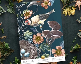 SAMPLE Luxury British-Made 'Raven's Wing' Wild Hedgerow Wallpaper - Dramatic Statement Decor Piece for Home Renovation and Dramatic Decor