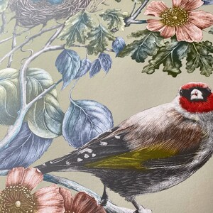 Greenfinch Super Wide 'Wild Hedgerow' Wallpaper, Luxury, Home Decor, Victorian Renovation, maximalist, damask, woodland, birds, calming image 5