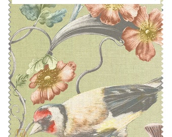 Greenfinch Linen Cotton Fabric Sample: Victorian Maximalist Style