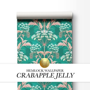 Crabapple Jelly Hemlock Wallpaper, Wallcovering, Luxury, Home Decor, Vintage, Arts & Crafts, Maximalist, Woodland, Teal, Pink, WilliamMorris image 5
