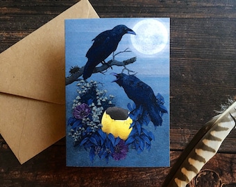 Odin’s Raven A6 Greetings Card, Crow, Folklore, Raven Cycle, Norsk, Notelets, Dark Academia, Sustainable Stationery.