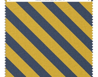 SAMPLE Linen Caterpillar Diagonal Striped Fabric, diagonal, Maximalist Decor, William Morris, Pattern Clash, Accent, Navy, Yellow, Dopamine