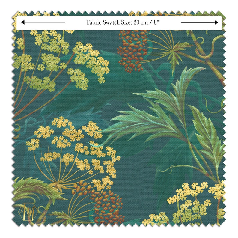 Linen Hemlock 'Bold Brassica' fabric, William Morris Decor, Maximalist, Victorian Gothic Walls, Soft furnishing, Upholstery, Verdant, luxury image 5