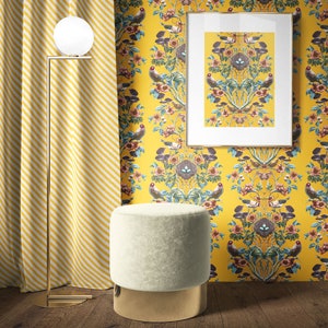 SAMPLE Linen Catkin Yellow Diagonal Striped Fabric, diagonal, Maximalist, Candy, Big Top, soft furnishing, upholstery, Home decor, Nursery image 6