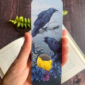 Raven Crow Bookmark, crow, birds, book gifts, folklore, dark academia, gothic art, dark art, folktales, cottagecore, Nordic myths. image 2