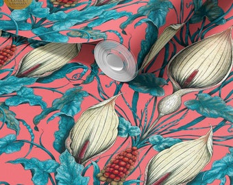 Penicillin Pink Lords and Ladies Wallpaper, Botanical, Arts & Crafts, William Morris Decor, Maximalist, Victorian, Edwardian, Floral, Pink.