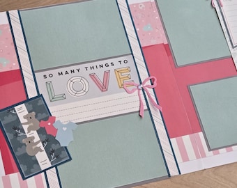 Baby all the things to love 12x12 Scrapbook Page Kit for Kids baby shower gender reveal Family, Children Layout PK26.1.26