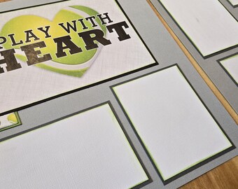 Tennis Play with Heart 12x12 Scrapbook Layout Scrapbooking Page Kit for Basketball Sports Boy Girl Layout Game Team School PK25
