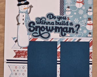 Wanna Build a Snow Man 2-page 12x12 Scrapbook Layout Page Kit for Kids Children snowmageddon snopocalypse for Winter Snow PK28.1.26