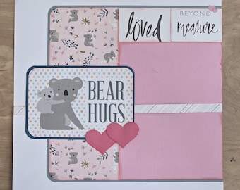 Bear Hugs baby all the things to love 12x12 Scrapbook Page Kit for Kids baby shower gender reveal Family, Children Layout PK21.1.26