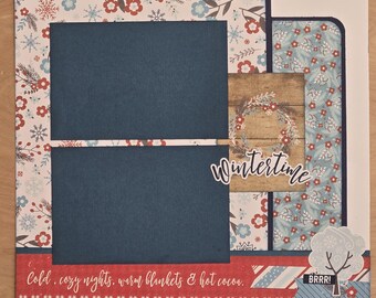 Wintertime snowman snowstorm 2-page 12x12 Scrapbook Layout Page Kit for Kids Children snowmageddon snopocalypse for Winter Snow PK31.1.26
