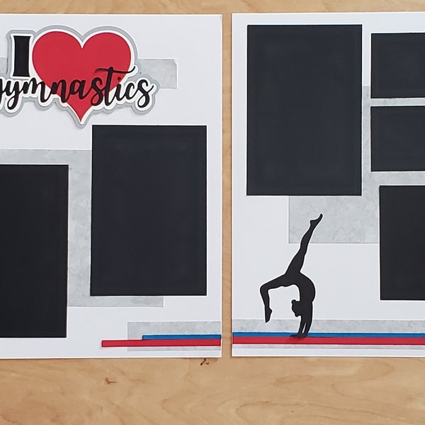 I love gymnastics 12x12 Scrapbook Layout Scrapbooking Page Kit for flag gymnast Sports Boy Man Girl Woman Layout Big Game PK31