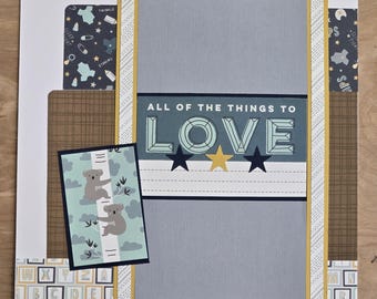 Baby all the things to love 12x12 Scrapbook Page Kit for Kids baby shower gender reveal Family, Children Layout PK27.1.26