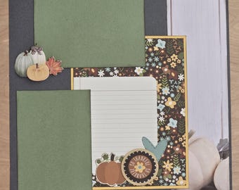 FALL thanksgiving falling leaves pumpkin patch 12x12 Scrapbook Layout Scrapbooking Page Kit for Fall, Autumn,  Family Layout PK8.11.25