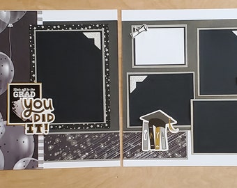 Hats off to the grad kindergarten college high school 2-page 12x12 Scrapbook Layout Scrapbooking Page Kit for school graduation Layout pk42