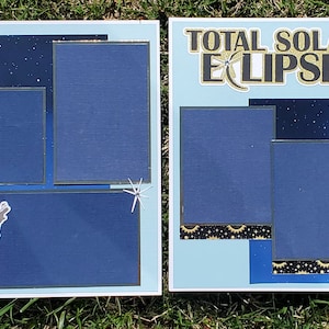 Total Solar Eclipse 2-page 12x12 our Scrapbook Layout Page Kit twice in a lifetime vacation PK1 image 1