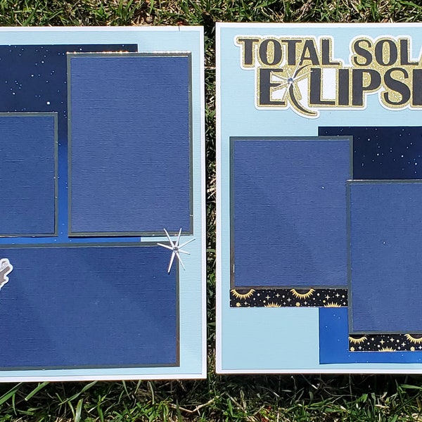 Total Solar Eclipse 2-page 12x12 our Scrapbook Layout Page Kit twice in a lifetime vacation PK1