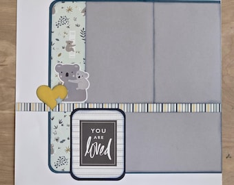 Bear Hugs baby all the things to love 12x12 Scrapbook Page Kit for Kids baby shower gender reveal Family, Children Layout PK22.1.26
