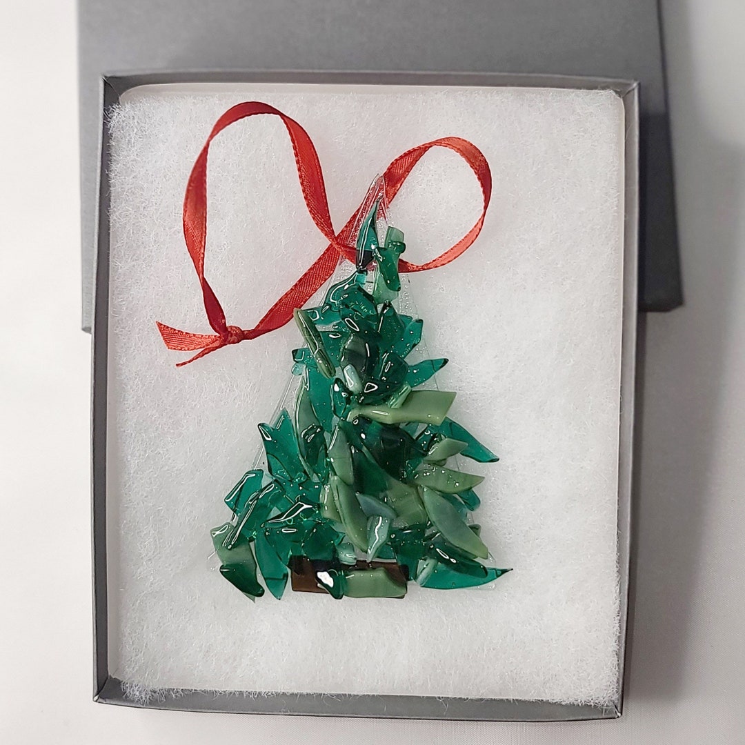 Sapin de Noël en verre fusionné ornement en verre Etsy France