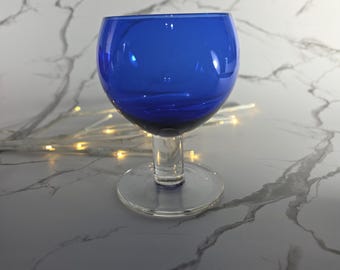 Cobalt Blue and Clear Stemware, Vintage Glass, Deena Pattern from Crate and Barrel