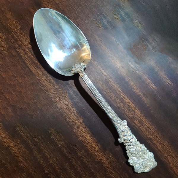 Sterling Sanborns Mexico SERVING SPOON 9 3/4" Grape and Palm Tree Design