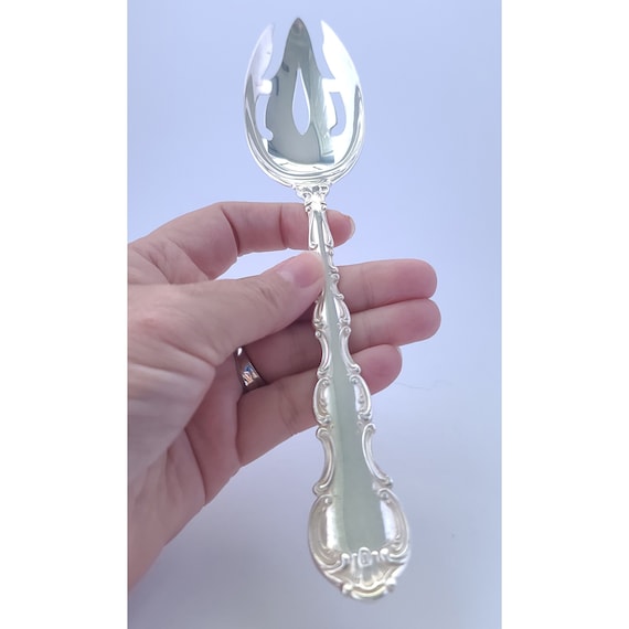 Sterling Silver Slotted Pierced Serving Spoon in the Strasbourg