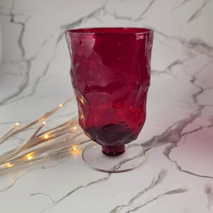 Beautiful Red Water Goblets are made by Seneca, Vintage Drinkware  for your Table at the holidays or anytime, MCM Stemware