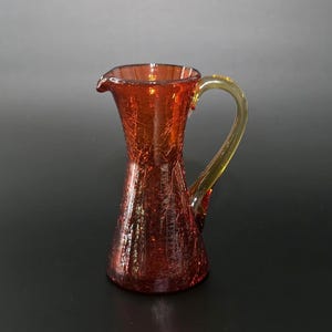 Brocca o lattiera in vetro craquelé vichingo d&#39;epoca - Miniatura in vetro soffiato a mano