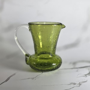 Brocca o lattiera in vetro craquelé vichingo d&#39;epoca - Miniatura in vetro soffiato a mano