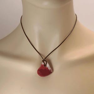 Heart of Glass, Small Fused Glass Heart on Leather, Necklace by Kim Bailey