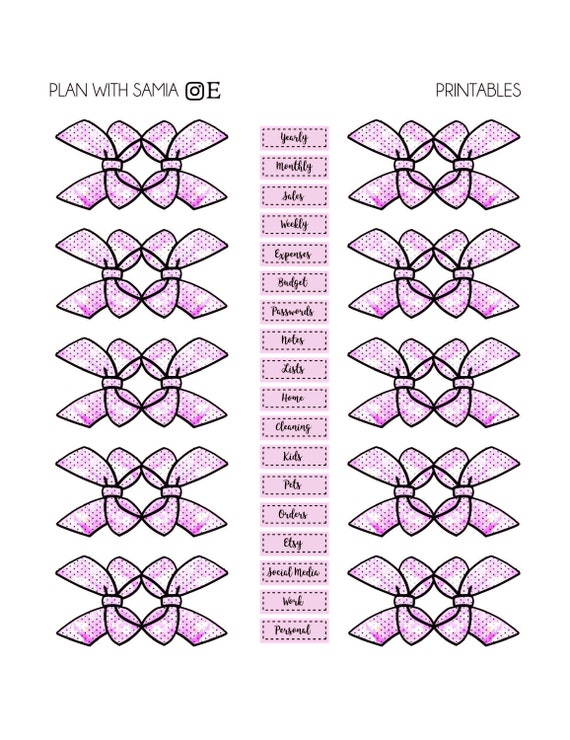 Printable Bow Tabs for Vacationers Notebooks or Ring Planner- Pocket or Unique dimensions Red Dots graphic regarding Printable Notebooks referred to as Printable Bow Tabs for Tourists Notebooks or Ring Planner- Pocket or Specific measurement Purple Dots