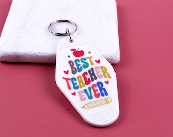 Personalized Best Teacher Ever Motel Keychain - Gift for Teacher, Christmas Gift for Teacher