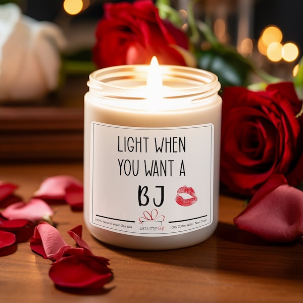 Light when you want a BJ candle, funny birthday gifts for him, anniversary gifts for men, gift for husband, Valentines day gifts