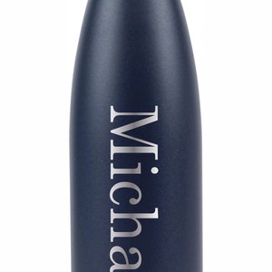 Custom Dark Blue 17 water bottle engraved.