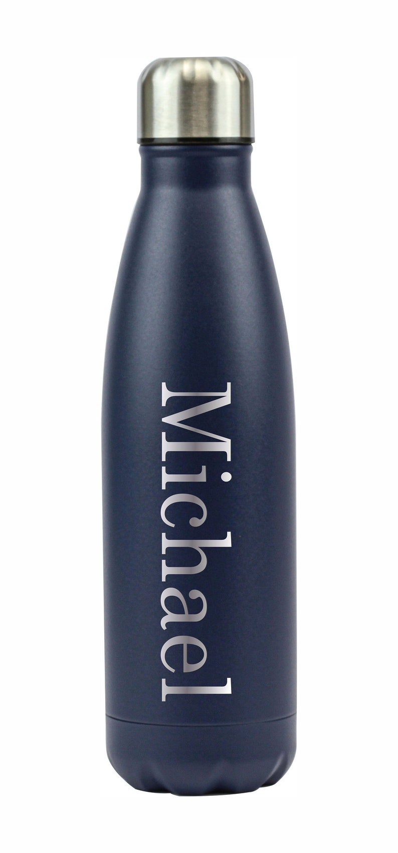 Custom Dark Blue 17 water bottle engraved.